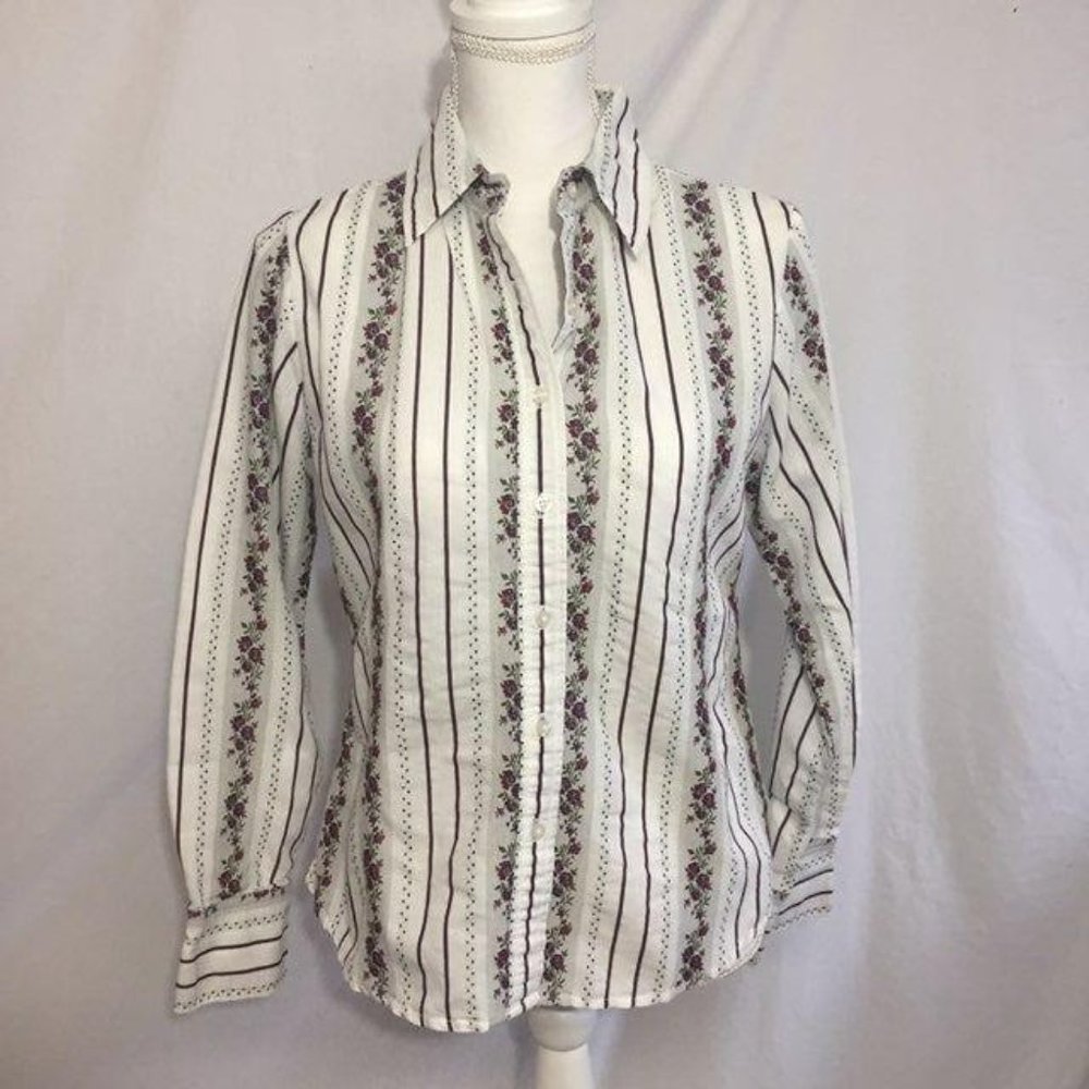 White Stag Floral Blouse Sz S (4/6)